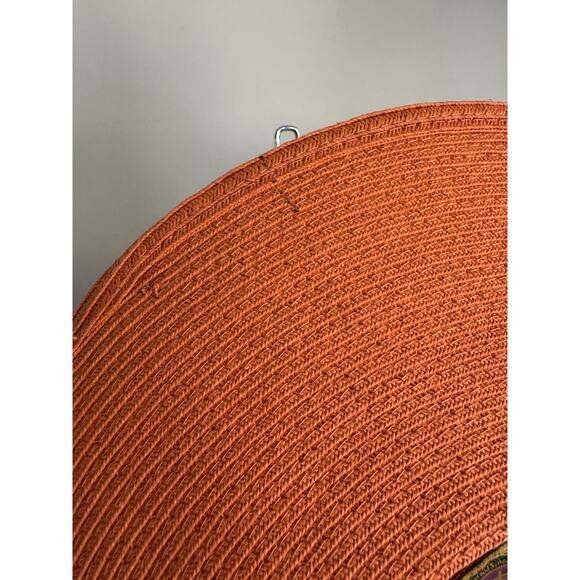 Scale Large Brim Straw Hat Women Summer Sun Hat Orange - Picture 4 of 5